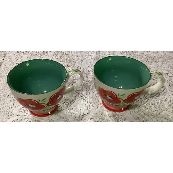 Set of 2 Grace's Teaware Fine Ceramic Floral Footed Tea Coffee Mug Cup - Picture 2 of 9